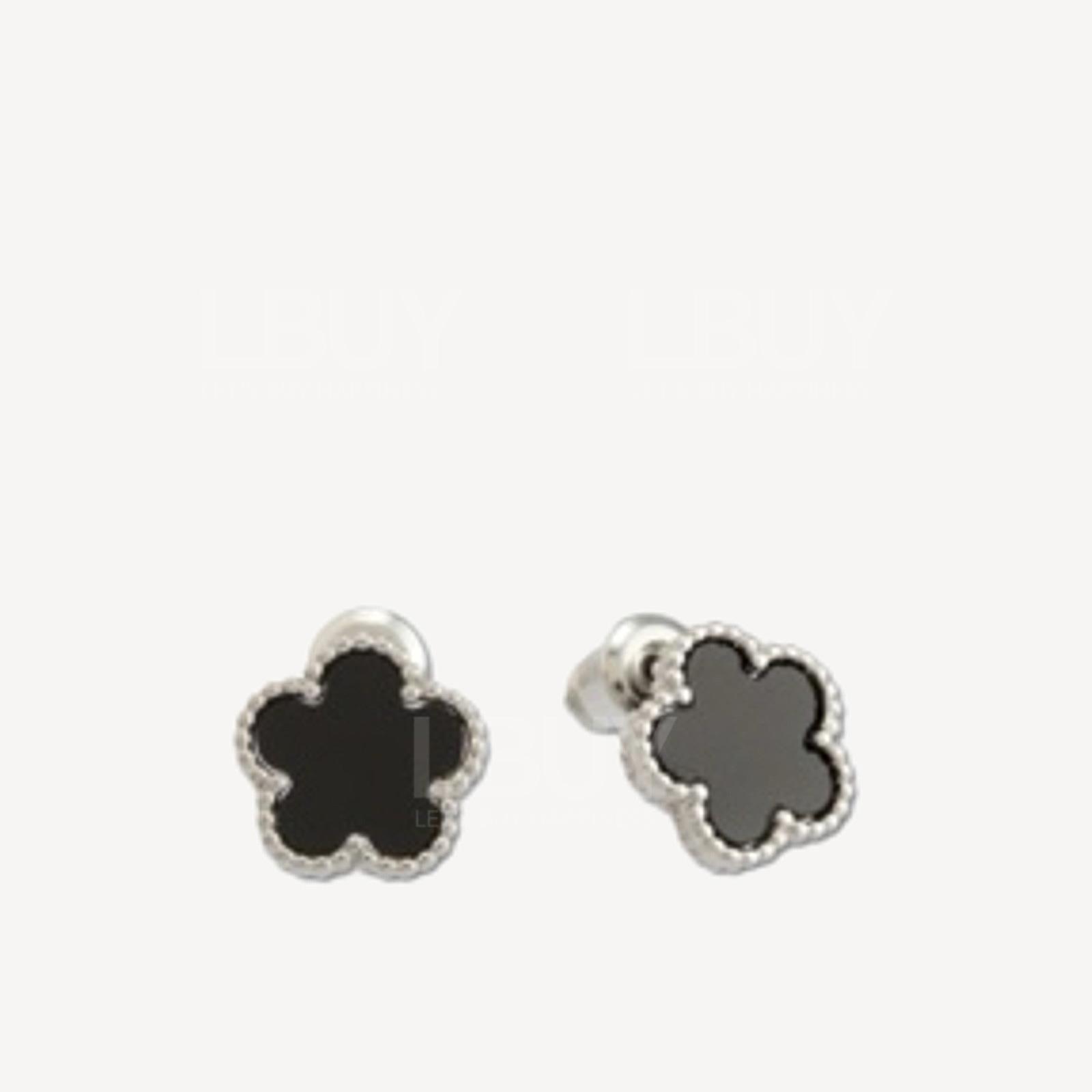 Mary Quant Black Floral Silver Edge Earrings