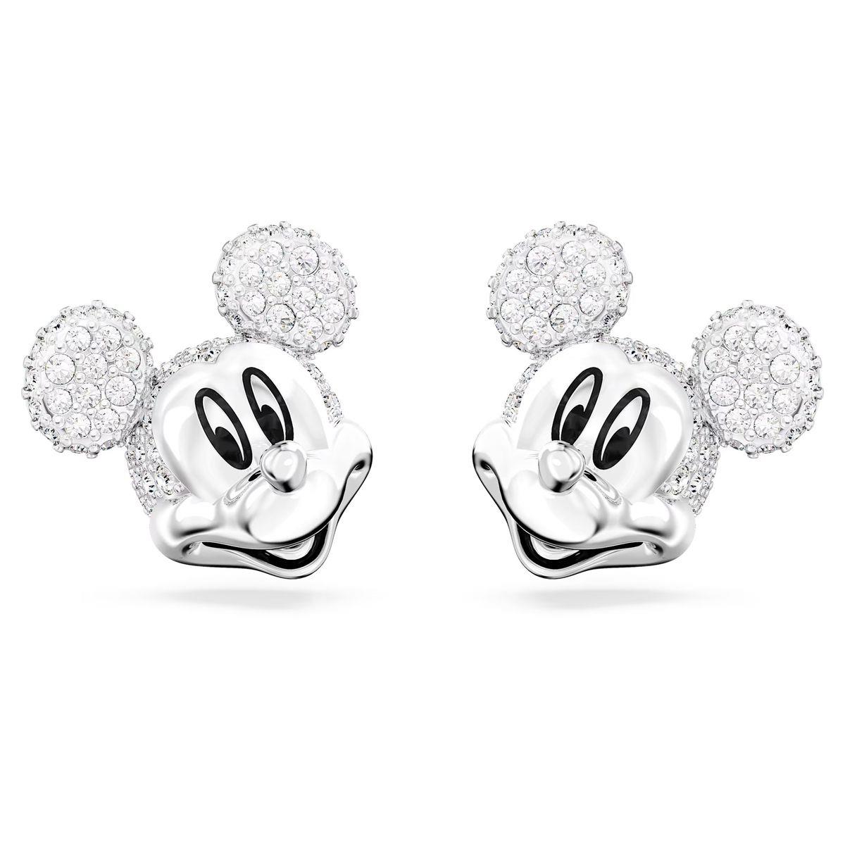 SWAROVSKI Disney Mickey Mouse 米奇老鼠 耳釘 白色 鍍白金色