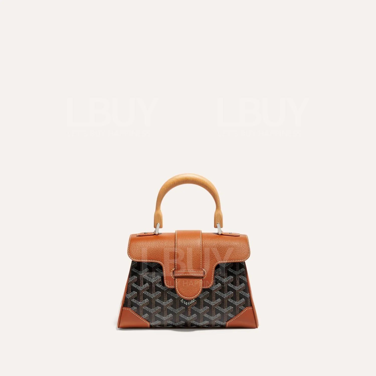 Goyard Saïgon Souple Mini Bag 櫸木手柄手袋 棕色拼黑色