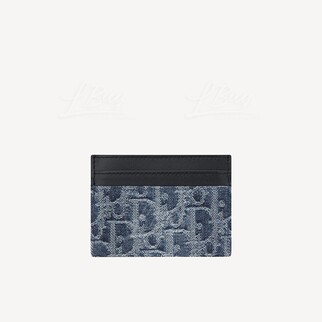 藍色 Denim Dior Oblique 緹花 30 Montaigne Freesia 卡片套