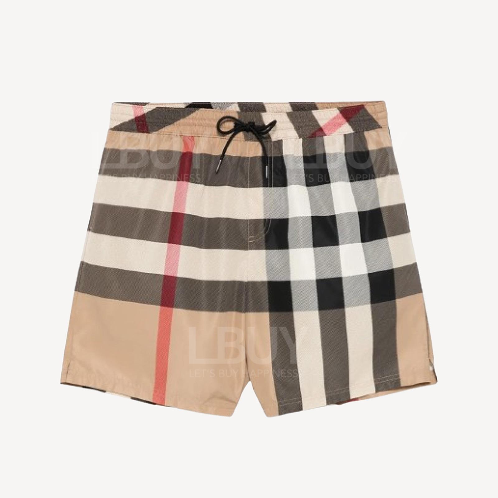 Burberry 粗格紋 啡色沙灘褲短褲