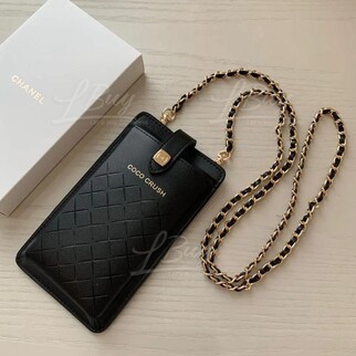 Chanel VIP限定 Coco Crush 黑色手機掛袋