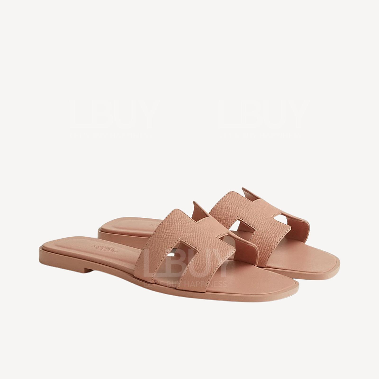 Hermes Oran Sandal Noir Sandals Beige Perlino 36.5