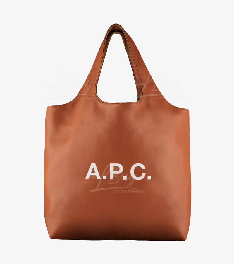 A.P.C. Logo Ninon Large Tote Bag Hazelnut