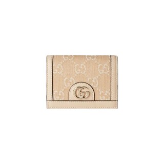 Gucci Ophidia GG 浅米色牛仔并皮革 卡套 短银包
