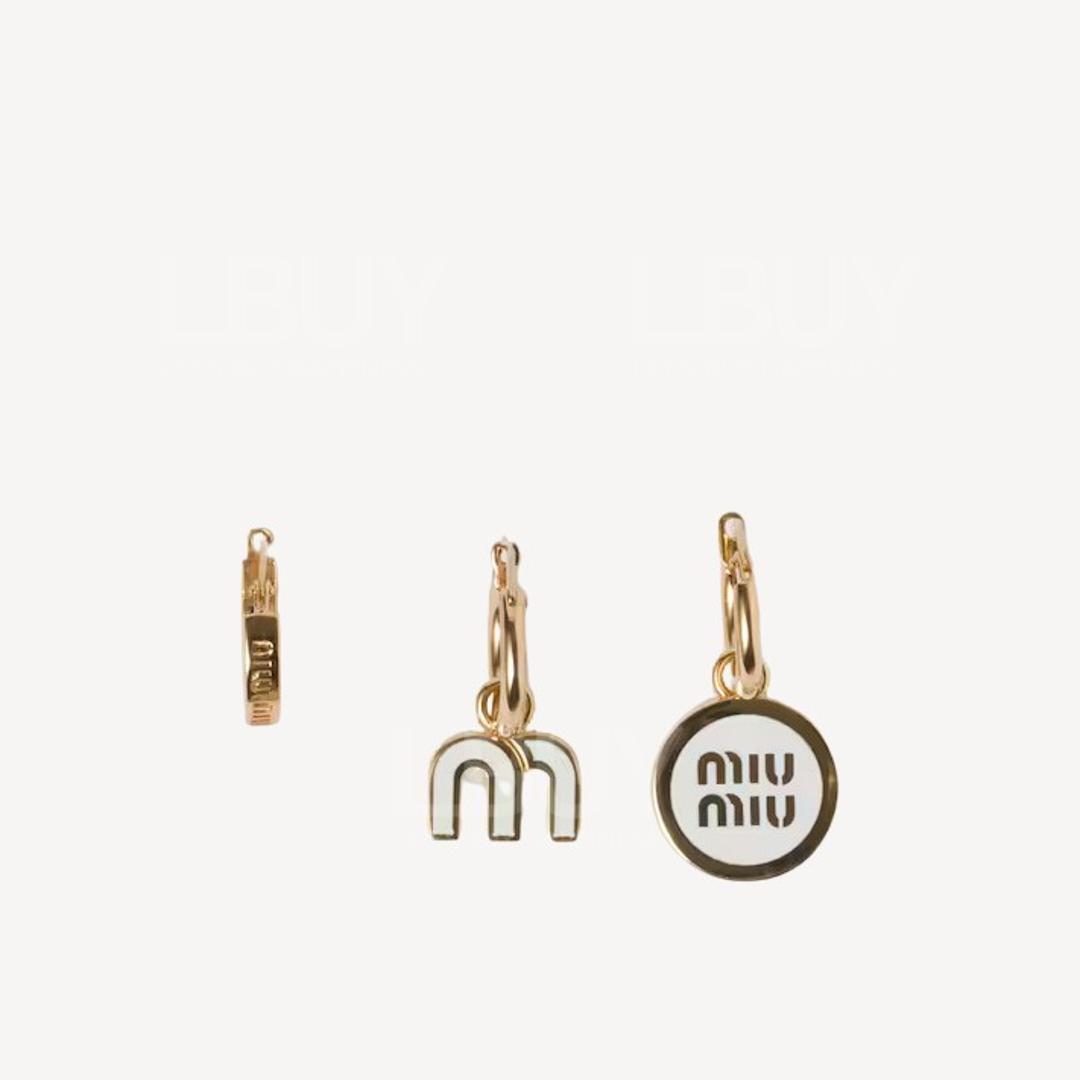 Miu miu 3 in 1 White Gold Charm Earrings Set