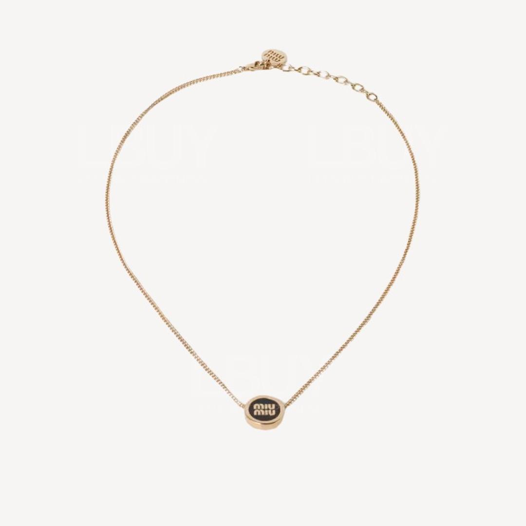 Miu Miu Black Gold Round Necklace