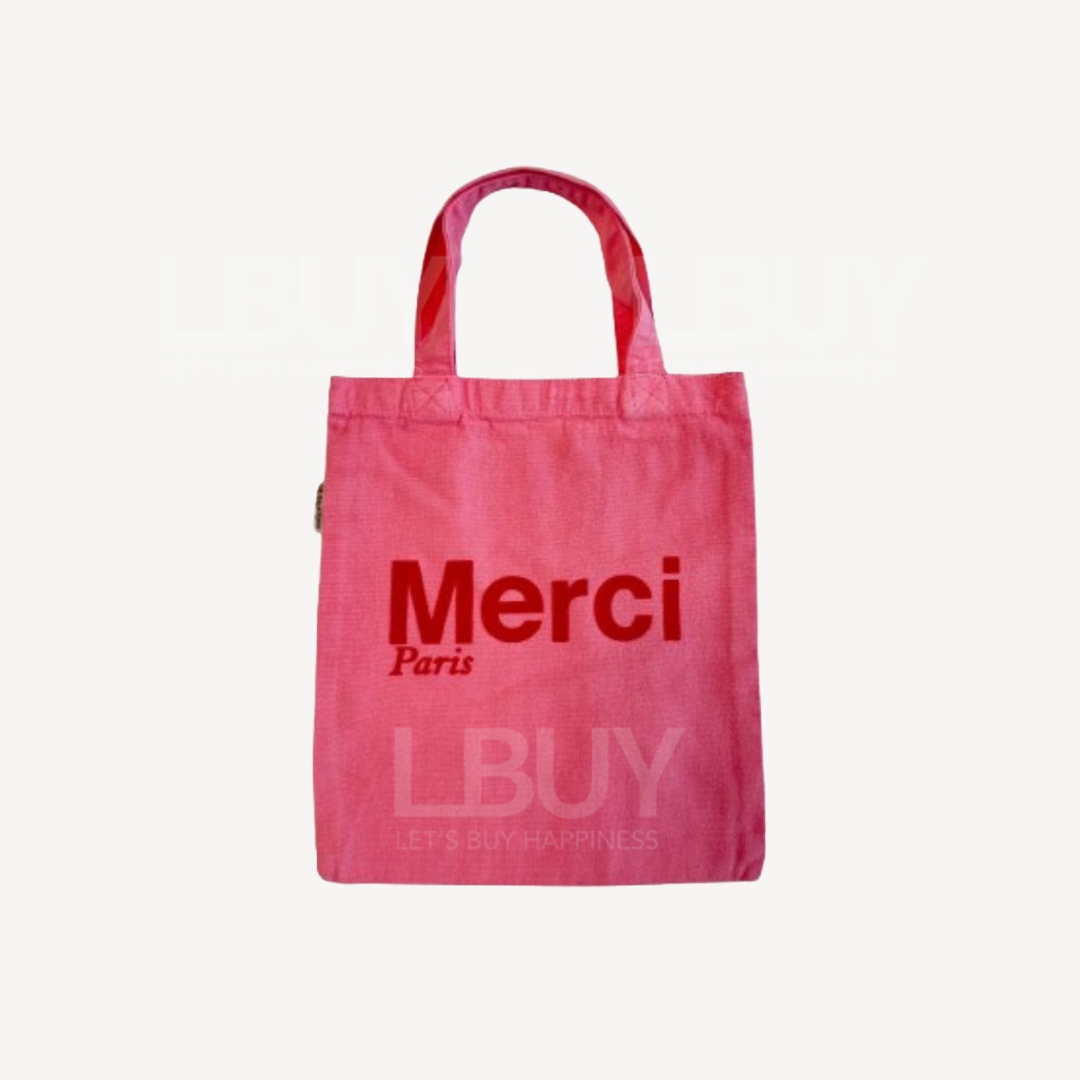 Merci Paris Red Logo Patchwork Pink Mini Tote Bag
