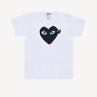 Comme Des Garçons Black and Black Heart Men's White Tee