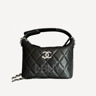 Chanel Silver Rhinestone Star CC Logo Black Side Bag Lunch Box Bag Handbag AP4850