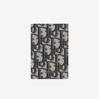 Dior Vertical Bifold Card Holder Beige and Black Dior Oblique Jacquard