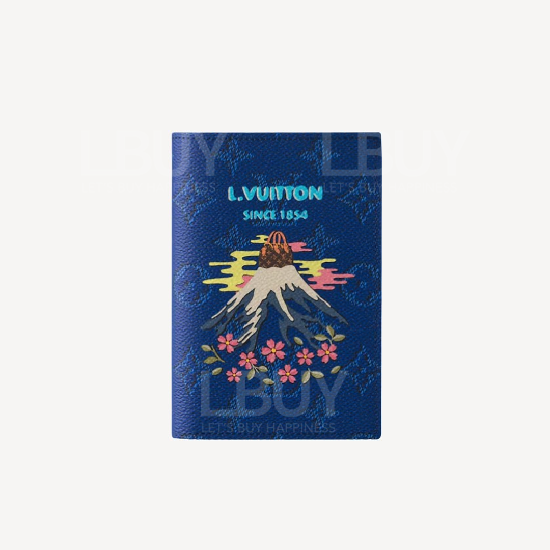 LV 富士山印花圖案 護照封套 藍色 M25967