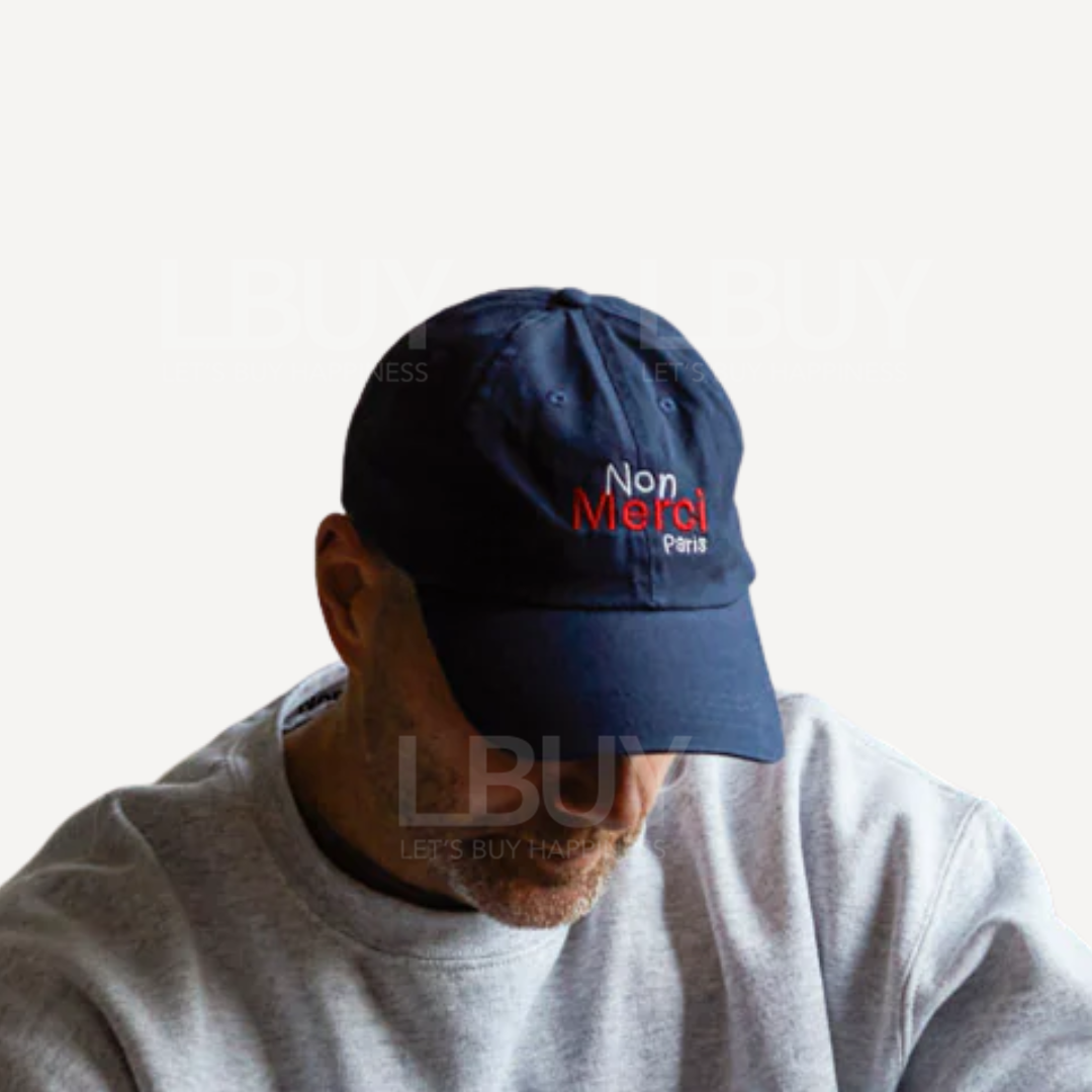 Non Merci paris ネイビーキャップ Merci-Merci Paris Non Merci Navy Blue Cap Cap
