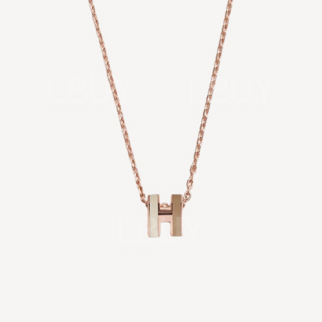 Hermes Mini Pop H Necklace 項鍊 奶茶拼白配玫瑰金色 拼色