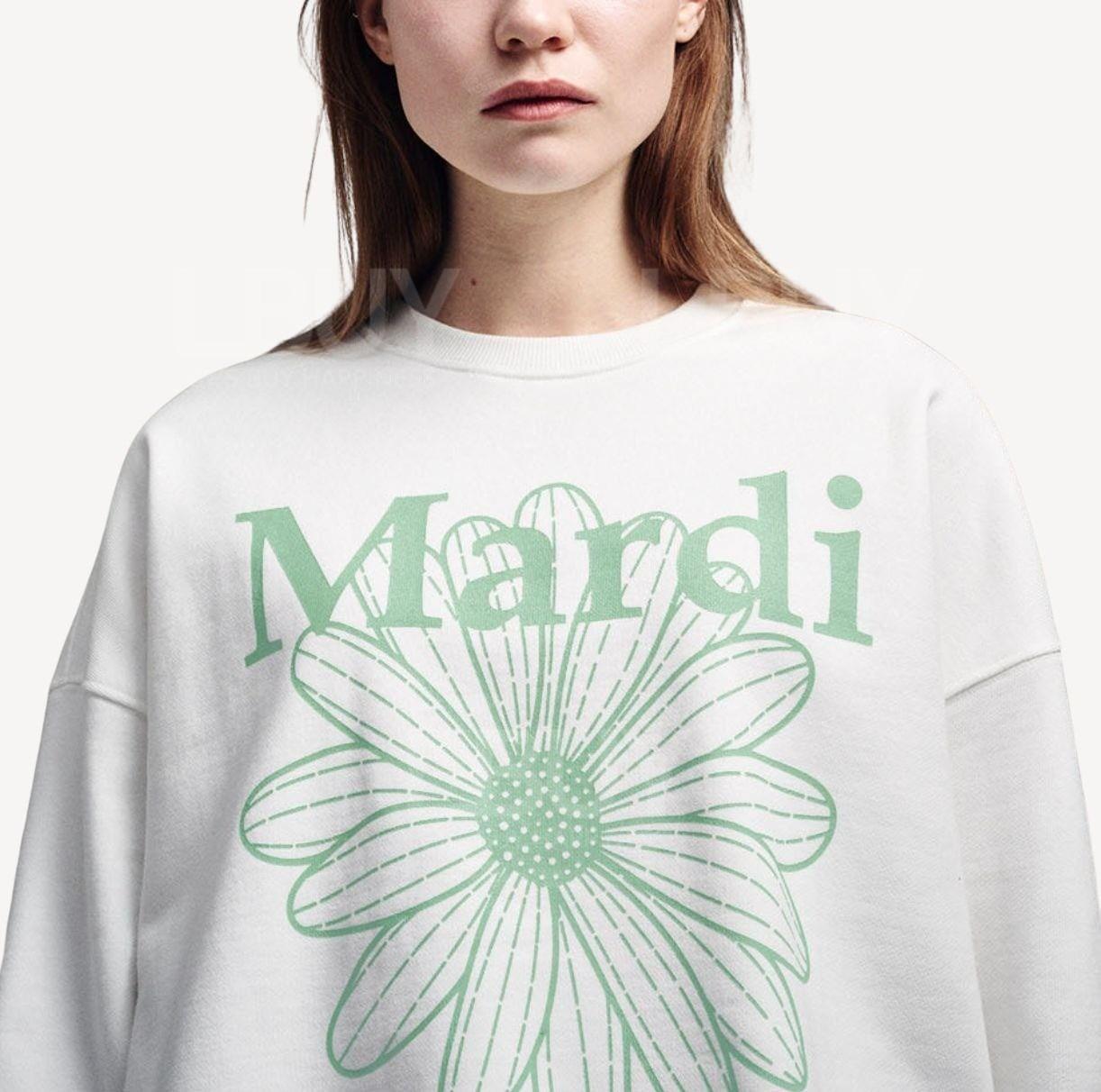 韩国 Mardi Mercredi Sweatshirt Flowermardi White Mint