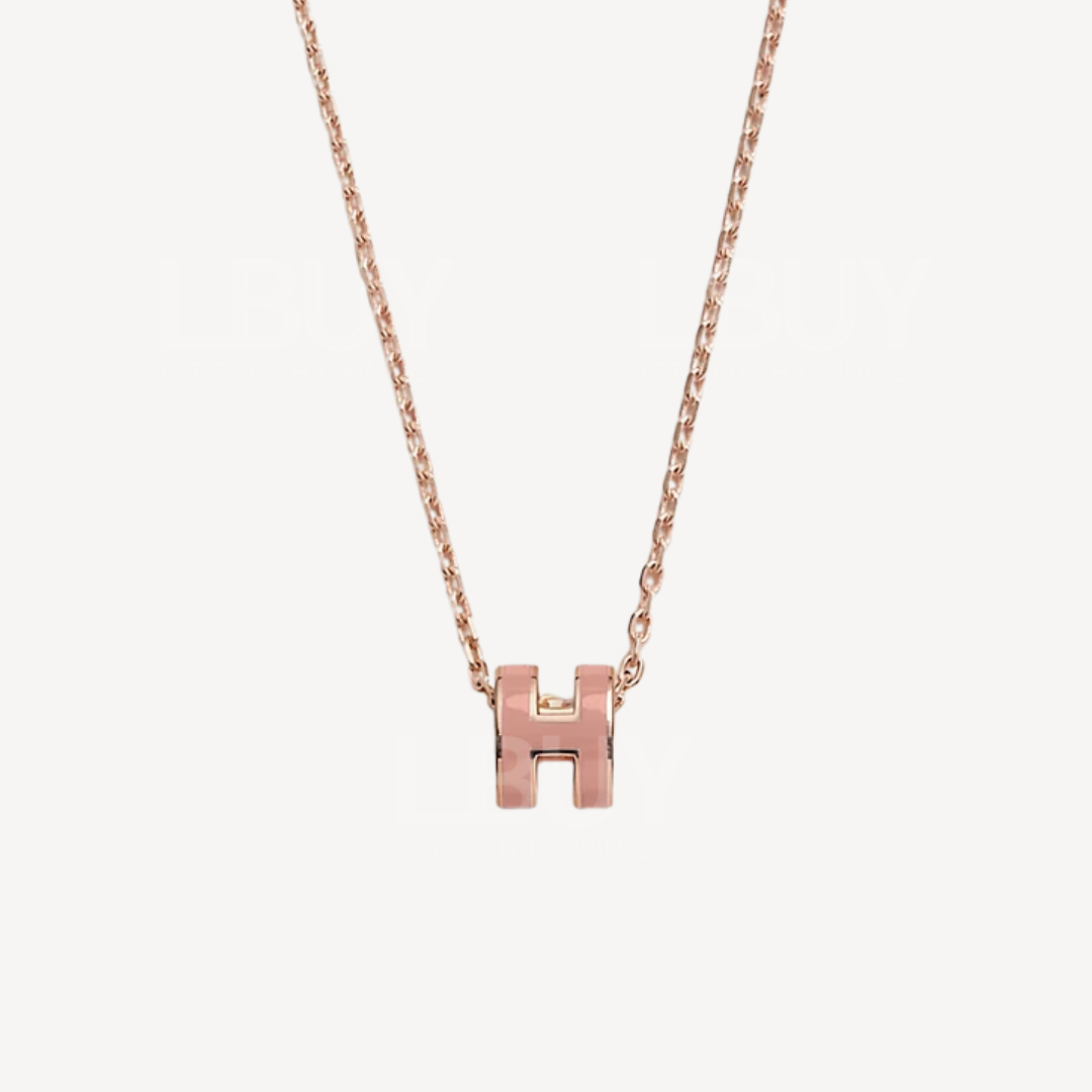 Hermes Mini Pop H Necklace 项炼 Poudre粉杏色配玫瑰金色
