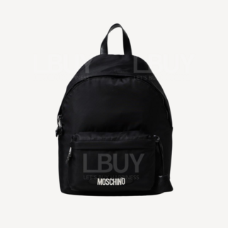 Moschino 銀色Logo 黑色尼龍背包 2B7605