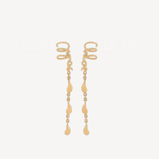 Chloe Iconic Gold Draped Long Earrings