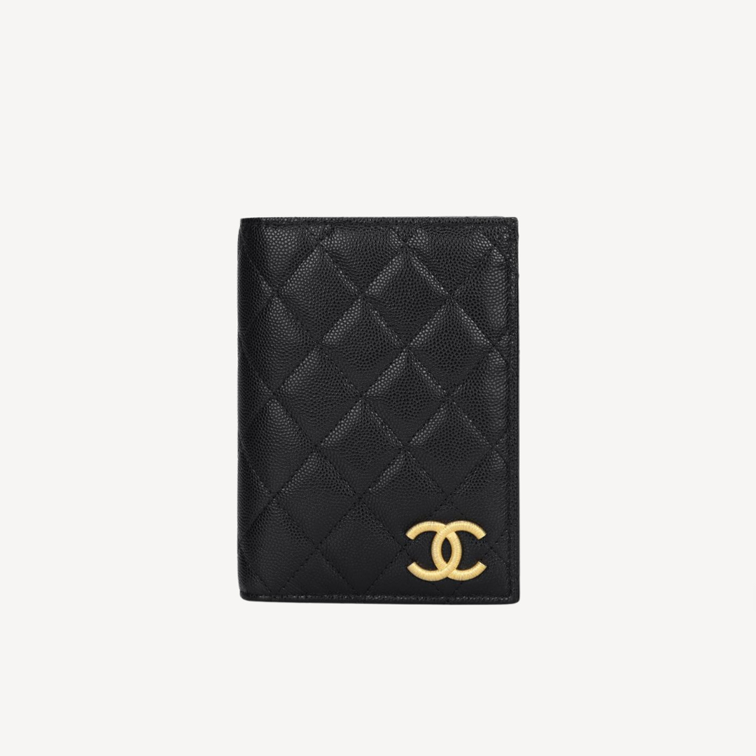 Chanel CC Logo 護照套 黑色 AP4480