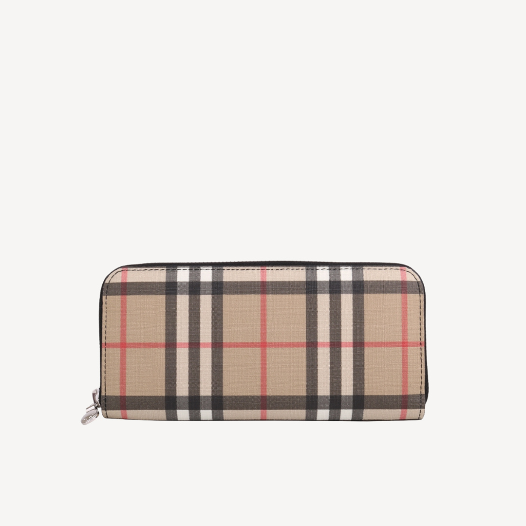 Burberry 經典格子拉鍊長銀包 米色