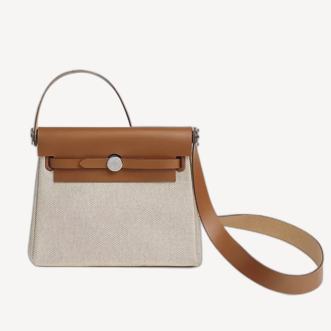 Hermes Herbag Zip 20 Bag 特別版編織格紋 本色 米色 原色 銀扣