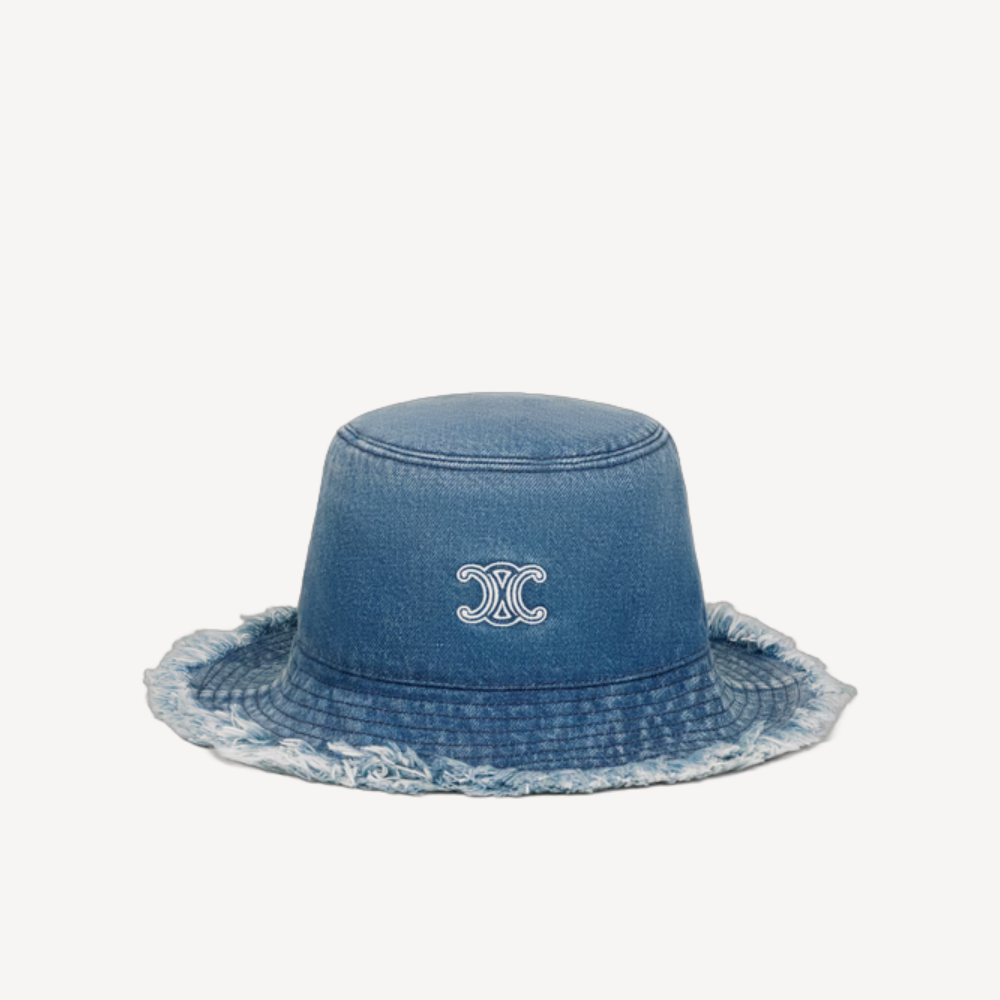 Celine Triomphe 牛仔流蘇飾邊漁夫帽