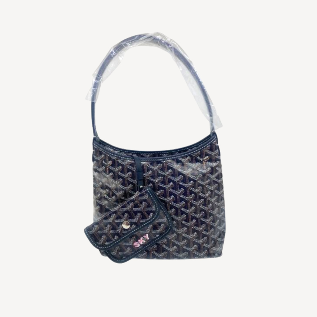 Goyard Boheme Hobo Mini 限量版單肩袋 深藍色 併粉紅色繪字Sky
