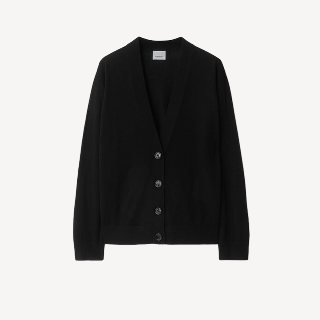 Burberry Plaid Shoulder Strap Knit Cotton Jacket Black 80911721