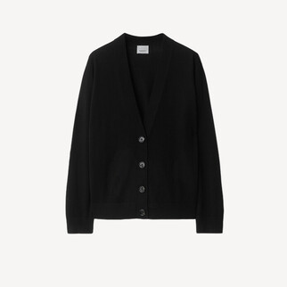 Burberry 格子肩饰带针织绵外套 黑色 80911721