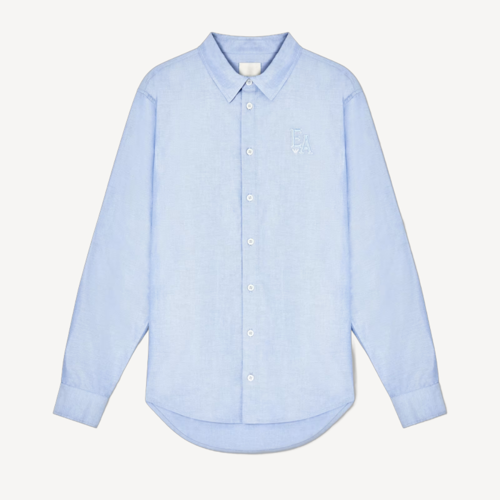 Emporio Armani Oxford EA 標誌全棉恤衫 淺藍色